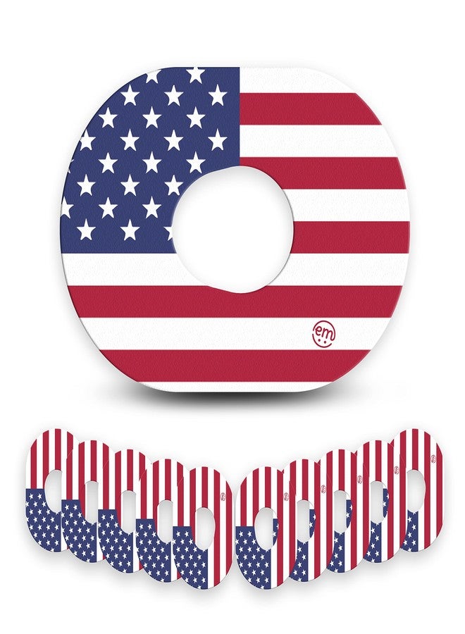 ExpressionMed - Adhesive Patch for Dexcom G7 and Stelo (10-Pack) - Made in The USA, Waterproof, Split Backing, CGM Tape (US Flag) - Image 1